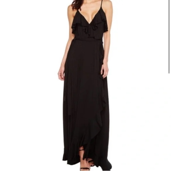 Rachel Pally Lita Black Dress Wrap Front Ruffle Trim I XS I Jersey Knit - Picture 11 of 11